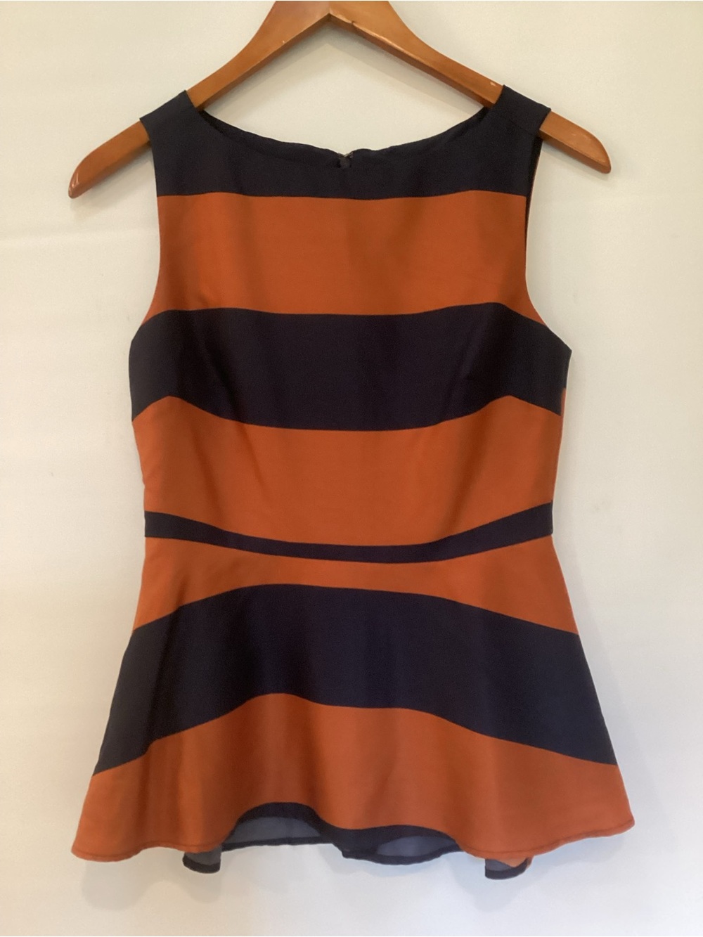Banana Republic Navy and Rust Striped peplum top